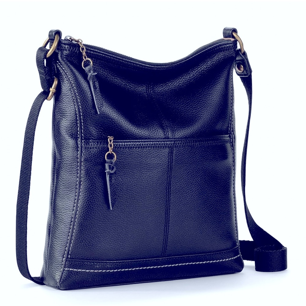 The Sak Black Pebbled Leather Crossbody Bag With Adjustable Strap